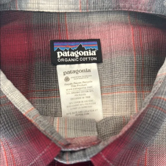Patagonia Red and Gray Plaid Button Down Shirt - Picture 2 of 3